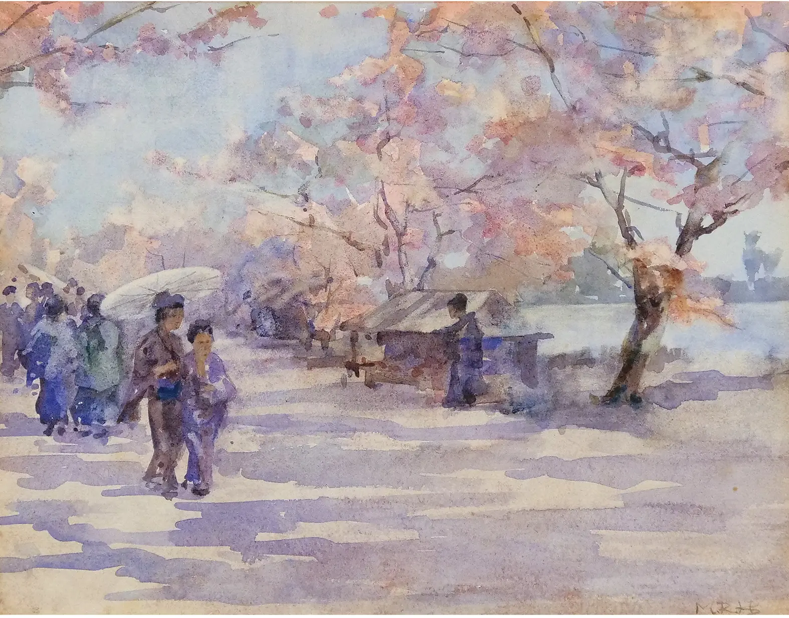 メアリー・ローズ・ヒル・バートン＜東京・向島の桜並木＞1894年個人蔵